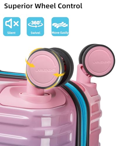 LARVENDER Carry on Luggage 22x14x9 Airline Approved, Expandable 20 Inch Hardside Large Suitcase with Wheels TSA Lock, Lightweigh PC+ABS Travel Carry-on Suitcases for Women and Men, Cotton Candy - color: Cotton Candy (XL-BP), size: 3 Piece Set (Backpack/20