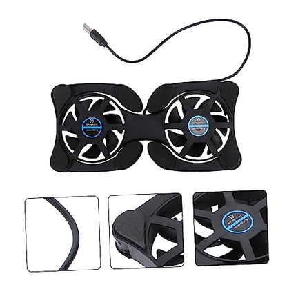 Portable Foldable Laptop Cooler with USB Fans Lightweight Notebook Cooling Pad for Laptops Black Protects from Overheating and Scratches