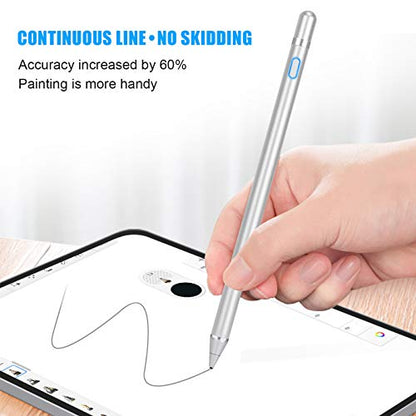 Stylus Digital Pen for Touch Screens, Active Pencil Fine Point Compatible with iPhone iPad and Other Tablets for Drawing and Handwriting (Silver) - color: silver