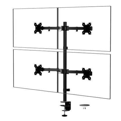 WALI Quad Monitor Desk Mount, 4 Monitor Stand Fits Heavy Duty Computer Screen up to 27 inch, Full Adjustable Arm Holds up to 22 lbs per Arm (M004), Black - size: 13"-27", style: Quad