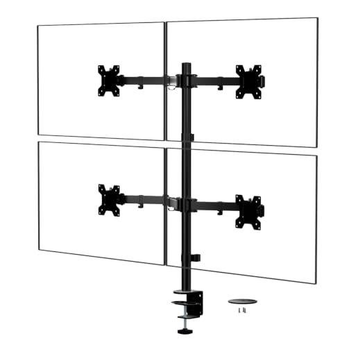WALI Quad Monitor Desk Mount, 4 Monitor Stand Fits Heavy Duty Computer Screen up to 27 inch, Full Adjustable Arm Holds up to 22 lbs per Arm (M004), Black - size: 13"-27", style: Quad