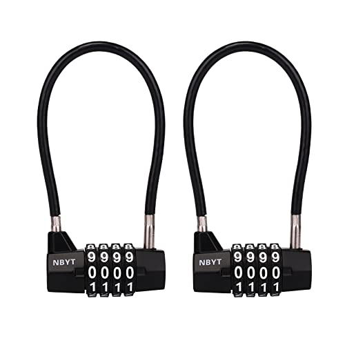 Steel Cable Rope 4-Digit Combination Padlock, Cabinet Door Handle, 3/16 inch Diameter, 7 inch Length, Suitable for Locking, File Storage, Wardrobes, Small Sheds, Pet Doors - Black - size: 7" Cable - Span 3.5" (3/16" Diameter) - 2 Pack