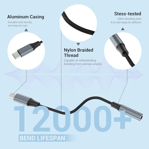 10PCS USB C to 3.5mm Female Headphone Jack Adapter | Upgrade Metal Case, Compatible with Samsung S20+/S21 Ultra, iPhone15 16 17, and More USB C Audio Devices - color: Grey, size: 4.6 IN-10PCS