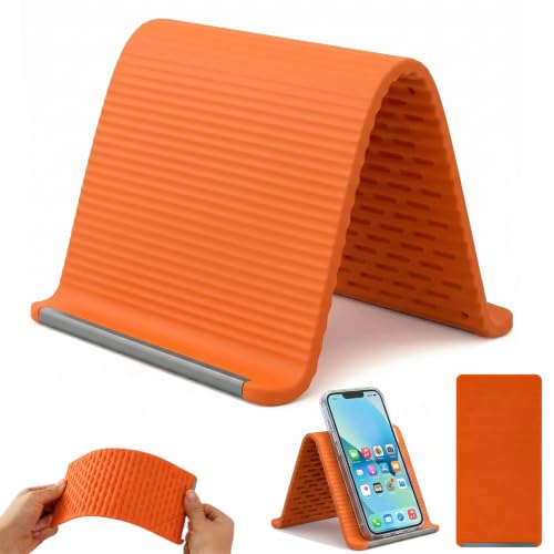 Portable Flexible Silicone Aluminum Phone Stand, Foldable Bendable Adjustable Holder with Anti-Slip Design, Multi-Angle Desktop Stand for Phone Tablet Laptop, Home Office Travel Accessories