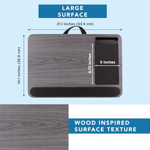 LAPGEAR Home Office Pro Lap Desk - Gray Woodgrain, Fits 15.6” Laptops - color: Gray Woodgrain, size: Home Office Pro W/Wrist Rest