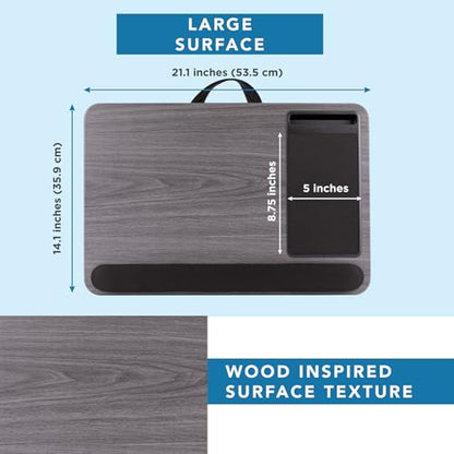LAPGEAR Home Office Pro Lap Desk - Gray Woodgrain, Fits 15.6” Laptops - color: Gray Woodgrain, size: Home Office Pro W/Wrist Rest