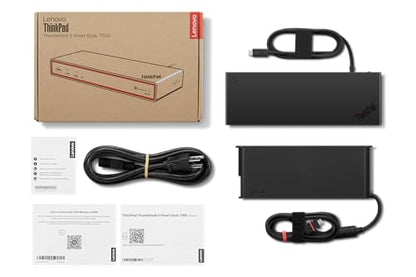 Lenovo ThinkPad Thunderbolt 5 Smart Dock 7500, 120Gbps Data Transfer, 180W Power Delivery, Multiple Display Support, 2.5Gbps Ethernet, Black
