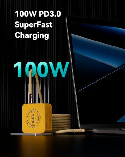 Mac Book Charger, 100W USB C Charger, AKELON Compact and Foldable Fast Charger for MacBook Air, MacBook Pro, Samsung Galaxy, iPad Pro and All Type C Device, 6.6ft USB-C Cable Included