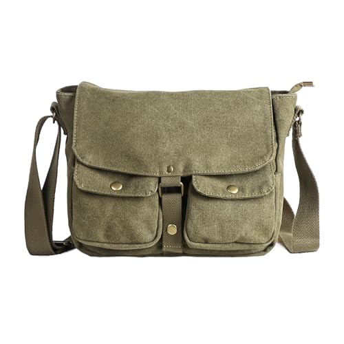 School Canvas Messenger Bag - Crossbody Shoulder Bag Vintage Satchel