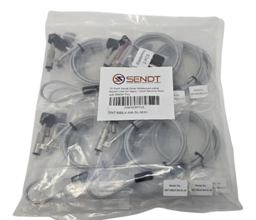 10 Pack Sendt Silver Notebook/Laptop Keyed Lock for Nano Security Slots with Master Key