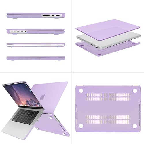 MOSISO Compatible with MacBook Pro 16 inch Case M5 M4 M3 M2 M1 2026-2021 | A3429 A3428 A3403 A3186 A2991 A2780 A2485, Protective Hard Shell Case&Keyboard Cover&Screen Film&Pouch, Light Purple - color: Light Purple