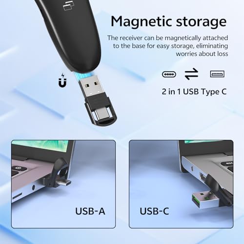 Presentation Clicker with Case Storage Wireless Presenter Remote USB Type C Rechargeable Green Laser Pointer PowerPoint Clickers for Computer Mac Project PPT Slideshow Google Slide Advancer - style: Green Laser