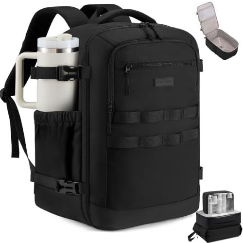 LOVEVOOK 40L Travel Backpack for Women & Men, TSA Approved Carry On Backpack with 3 Packing Cubes, Waterproof Personal Item Bag Fits 17 Inch Laptop, Weekender Essentials Overnight Backpack for Trip - color: Black, size: 40L-4PCS
