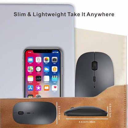 HOTDREAM Bluetooth Wireless Rechargeable Mouse for MacBook Pro/Air/iPad Air/iPad Pro/Laptop/Tablet/iPhone/PC, Bluetooth 5.2/3.0 and 2.4GHz Dual Mode Mouse (Gray) - color: Gray