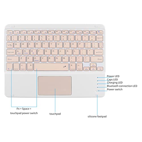 Ultra Slim Wireless Bluetooth Keyboard with Touchpad for iPad, Rechargeable 10'' QWERTY Layout Portable Wireless Keyboard for iPad Pro/Air/Tablet, and Other iOS Android Windows Devices(Pink) - color: pink
