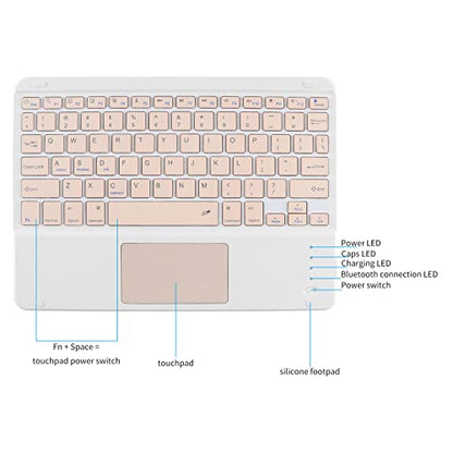 Ultra Slim Wireless Bluetooth Keyboard with Touchpad for iPad, Rechargeable 10'' QWERTY Layout Portable Wireless Keyboard for iPad Pro/Air/Tablet, and Other iOS Android Windows Devices(Pink) - color: pink