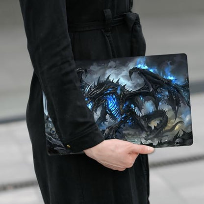 Laptop Skin Sticker Decal 12" 13" 13.3" 14" 15" 15.6",Waterproof Scratch Resistant Vinyl,Reusable Easy to Apply,for MacBook HP Dell Notebooks Netbooks Laptop,2 Wrist Pads,Black Blue Dragon - color: Black Blue Dragon