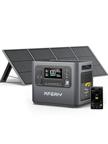 AFERIY Solar Generator P210 with 200W Solar Panel 2400W Portable Power Station 2048Wh | AC Output with 120V,2400W,Solar Generator for Home Use,Outdoor Camping,Power Outage, Camping,Emergencies - color: P210 Power Station-D