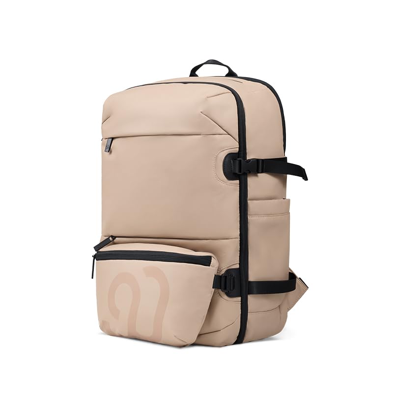 NINETYGO Casual Backpack for Men & Women, Brown | Airline Approved Carry On, Waterproof, 24.7L, Detachable Shoulder Bag, Fits 15.6 Inch Laptop - color: Brown