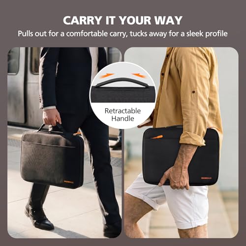 Micropack 360°Protective 14 Inch Laptop Sleeve with Handle, Water-Resistant Laptop Case with Front Pocket, Shock-Absorbing Computer Bag for MacBook Pro 14, MacBook Air, HP, Dell, Lenovo, Acer, Black