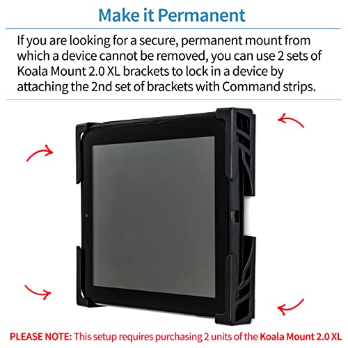 Dockem Koala Wall Mount 2XL: Damage-Free or Screw-in Universal Dock for Laptops, or Tablets and Smartphones with Thicker Cases (Black)