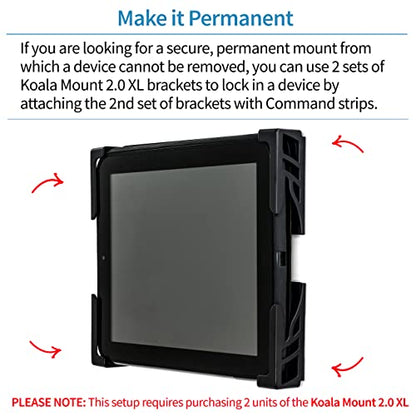 Dockem Koala Wall Mount 2XL: Damage-Free or Screw-in Universal Dock for Laptops, or Tablets and Smartphones with Thicker Cases (Black)