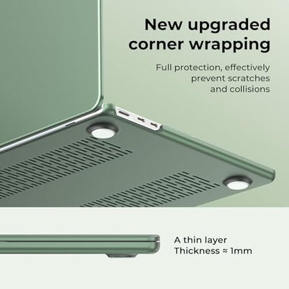 EooCoo Compatible with MacBook Air 15 inch Case M5 2026 2025 2024 2023 M4 M3 M2 Model A3448 A3241 A3114 A2941, Frosted Matte Finish, Stylish Protective Hard Shell Laptop Cover, Matte Midnight Green - color: Matte Midnight Green