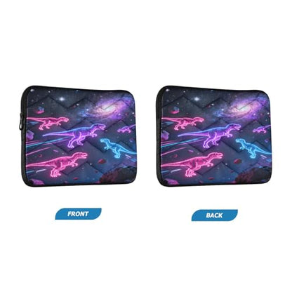 Neon Dinosaurs in Space Padded Laptop Sleeve Case 13 Inch Soft Quilted Laptop Bag Waterproof Computer Sleeves - color: Neon Dinosaurs in Space-1, size: Medium