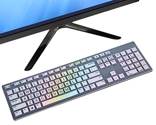 Keyboard Cover for Dell KM636 Wireless Keyboard & Dell KB216 Wired/Dell Optiplex 5250 3050 3240 5460 7450 7050/Dell Inspiron AIO 3475/3670/3477 All-in One Desktop Keyboard Cover Skin, Colorful Rainbow - color: Colorful Rainbow