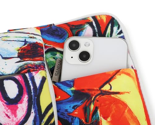 360° Protective Laptop Sleeve Case Bag with 3 Pockets,Handle,Luggage Strap for MacBook Pro 14 inch and 14 inch-14.4 inch Screen Laptop (Graffiti) - color: Graffiti, size: 14 inch-14.4 inch