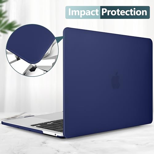 for MacBook Pro 13 inch Case 2023 2022 2021 2020 Release Model: A2338 M2/M1 A2289 A2251 with Touch Bar & Touch ID, Frosted Matte Plastic Hard Shell Case & Keyboard Cover, Navy Blue - color: Navy Blue