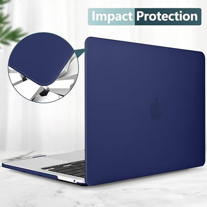 for MacBook Pro 13 inch Case 2023 2022 2021 2020 Release Model: A2338 M2/M1 A2289 A2251 with Touch Bar & Touch ID, Frosted Matte Plastic Hard Shell Case & Keyboard Cover, Navy Blue - color: Navy Blue