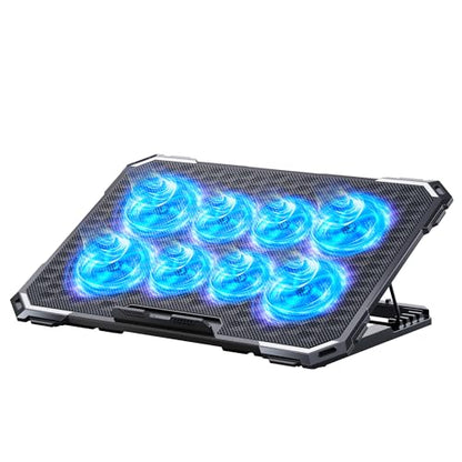 ICE COOREL Laptop Cooling Pad with 8 Cooling Fans, Cooling Pad for Laptop Fan 13-15.6 Inch, Laptop Cooler Stand with 6 Height Adjustable, Notebook Cooler Pad with Two USB Port [2025 Version] - size: 8 Fans