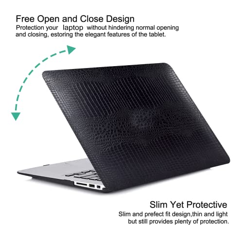 DTangLsm for Crocodile MacBook Air 15 inch Case 2026 2025-2023 M5 M4 M3 M2 | Model A3448 A3241 A3114 A2941, Crocodile Skin Alligator Textured Leather Hard Shell Mac Air 15 Case & Keyboard Cover, Black - color: Crocodile Black