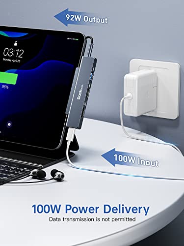 5 in 1 USB C Hub for iPad Pro 12.9 2021 2020, Air mini 6 and More | 4K 60Hz HDMI Port, Audio, USB 3.0, 100W PD, USB C Dock - color: 5 IN 1 Grey