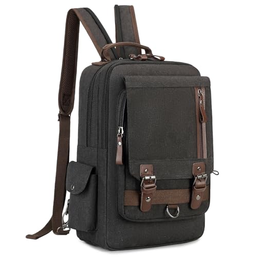 mygreen Canvas Cross Body Messenger Bag Shoulder Sling Backpack Travel Rucksack - color: Black Xl-zipper Shoulder, size: X-Large