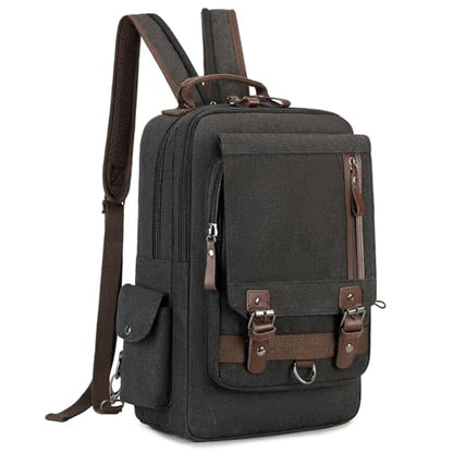 mygreen Canvas Cross Body Messenger Bag Shoulder Sling Backpack Travel Rucksack - color: Black Xl-zipper Shoulder, size: X-Large