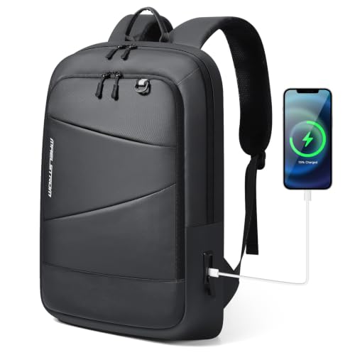 Maelstrom 15.6 Inch Laptop Backpack, Lightweight Waterproof Business Bag | USB Charging Port,Breathable Back Panel, Adjustable Shoulder Straps,Multi-compartment,Luggage Strap,for Work,Travel,Commute - color: Black, size: 15.6 icnh