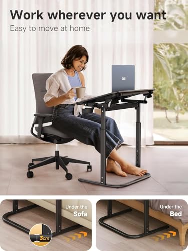 SAIJI XXL Extra Large TV Tray Table，Height & Tilt Adjustable Heavy Duty TV Trays for Eating, Working, Writing,Drawing, Recliner Table Couch Desk with LED Light, Cup Holder, Bookstand - size: X-Large