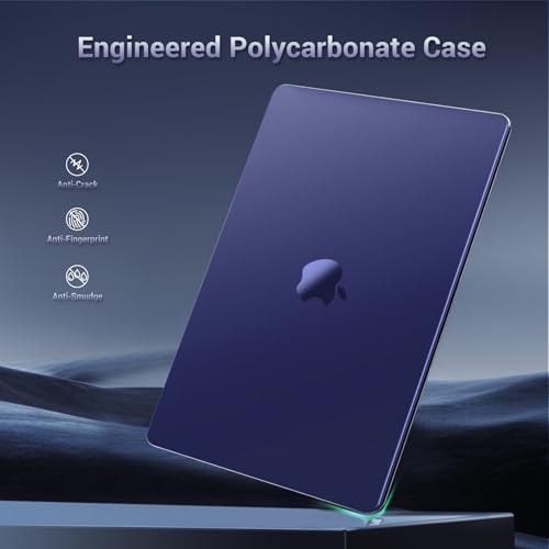 MOSISO Compatible with MacBook Air 13 inch Case M5 2026 M4 M3 M2 2025-2022 A3449 A3240 A3113 A2681, Seamlessly Closes Anti-Crack&Anti-Fingerprints Hard Shell for MacBook Air 13.6 Case, Navy Blue - color: Navy Blue
