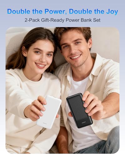 2-Pack Portable Charger, 10000mAh 22.5W Slim USB C Power Bank Fast Charging with 2 Outputs & 2 Inputs, Digital Display Battery Pack Compatible with iPhone Samsung iPad Tablets, Black & Black - color: Black & Black