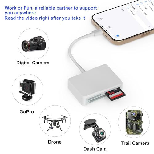 SD Card Reader, 4 in 1 USB C to SD/TF/CF/MS Card Reader with USB to USB C Adapter Memroy Card Reader for iPhone 17/16/15 Pro Max iPad Pro MacBook Pro/Air iMac M4/M3/M2 Android Phone/Tablet PC (White) - color: Whtie