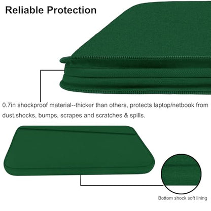 15.6 inch Laptop Sleeve, Durable Carrying Bag Protective Case Briefcase Handbag with Front Pocket, Slim Computer Cover for 15-16 Inch HP, Dell, Lenovo, Asus, Notebook, Dark Green - color: Dark Gree, size: 15.6 Inch