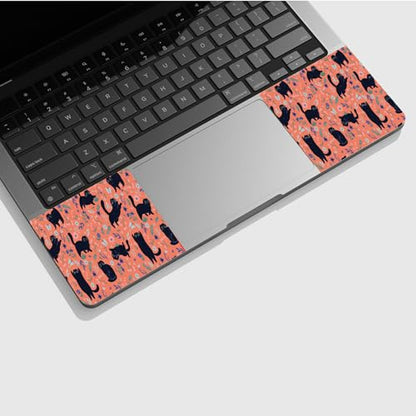 Universal Laptop Skin Sticker with 2 Wrist Pad Skins, Waterproof Scratch Resistant Vinyl Laptop Cover Decal, Cut to Fit for 11–15.6 Inch MacBook HP Dell Lenovo, Cat Pink Flowers - color: Cat Pink Flowers