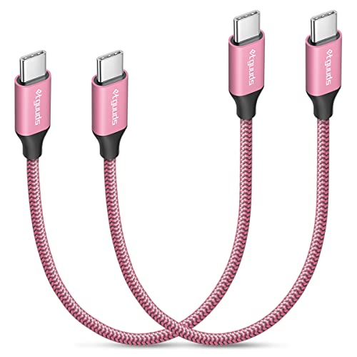 etguuds Pink USB C to USB C Cable 1ft, 2-Pack 60W USBC to USBC Cord, Type C to C Charger Cable Fast Charging for iPhone 17 16 15 Pro Max Plus Air, Samsung Galaxy S25 S24 S23, for MacBook/iPad, Pixel - color: Pink, size: 1ft
