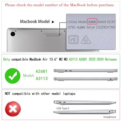 LanBaiLan Compatible with MacBook Air 13 inch Case M5 2026 M4 2025 M3 M2 2024-2022 A3449 A3240 A3113 A2681, 13.6 Plastic Hard Shell Case & Keyboard Cover, Dark Green - color: Dark Green
