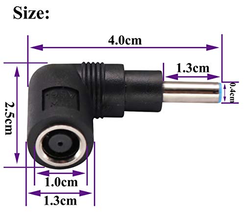 90 Degree Laptop Power Adapter 90 Degree DC 7.4mm x 5.0mm Female to 4.5mm x3.0mm Male Charging DC Power Converter for HP Notebook Adapter Replacement Power Adapter (2Pack) - color: Adapter