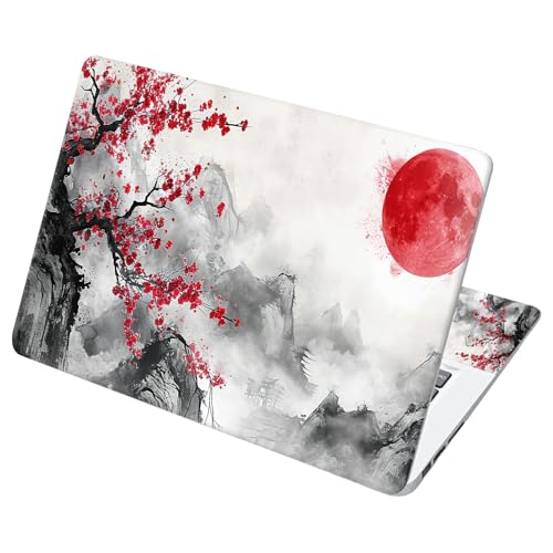 Universal Laptop Skin Sticker with 2 Wrist Pad Decals, 3-Piece Removable Vinyl Laptop Cover, Sun Mountain Water Scenery Waterproof Anti-Scratch, Easy-Trim Fit for 13.3" 14" 15.6" Laptops - color: Sun Mountain Water Scenery