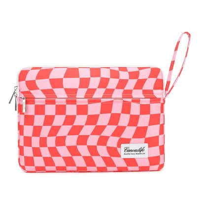 Canvaslife Laptop Sleeve Case Cover with Pocket for MacBook Pro 14 inch and 14 inch-14.4 inch HP, Lenovo, Dell, ASUS, Acer Notebook Computer (New Pink Checker) - color: New Pink Checker, size: 14 inch / 14.0 inch