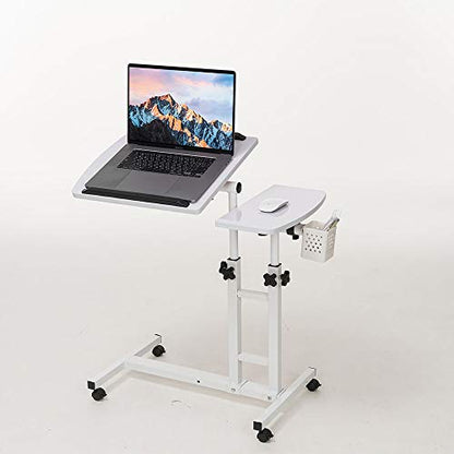 Adjustable Laptop Desk, White | Wheels - color: White